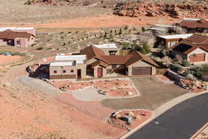 Overview of rural landscape featuring a desert landscape