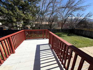 Deck featuring a fenced backyard