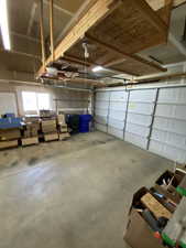 View of garage and garage door