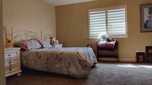 Bedroom with carpet floors