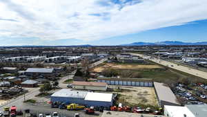 Aerial view of a mountain backdrop