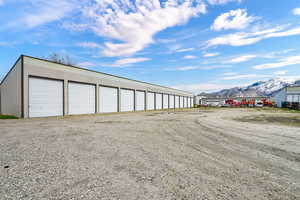 Garage with a mountain view