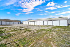 View of pole building with community garages