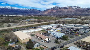 Aerial view of a mountain backdrop