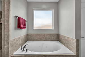 Full bathroom with a whirlpool tub
