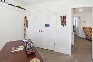 Recreation room featuring carpet floors