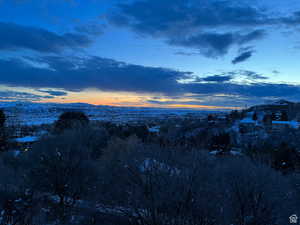 View of mountain background from deck
