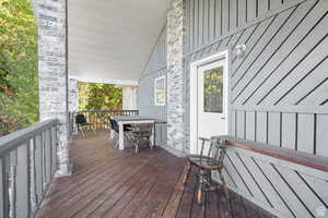 Wooden deck with outdoor dining space