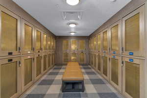 Hallway with a textured ceiling