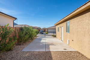 View of home's exterior with stucco siding
