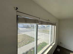 Detailed view of baseboards and carpet