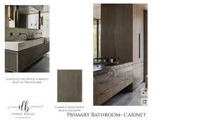 Bathroom featuring vanity and backsplash