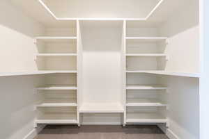 Walk in closet featuring carpet flooring