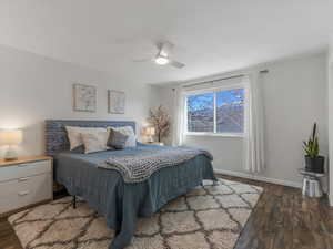 Main Bedroom with LVP floors and a ceiling fan