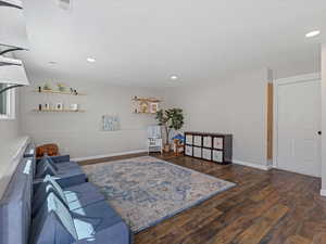 Family Room with LVP Flooring & Recessed Lighting