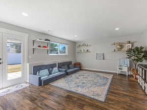 Family Room with LVP Flooring & Recessed Lighting