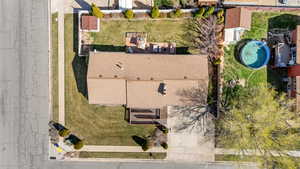 Aerial view of a pool area