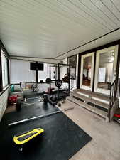 View of workout area. Sunroom