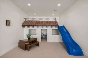 Bedroom with carpet and recessed lighting