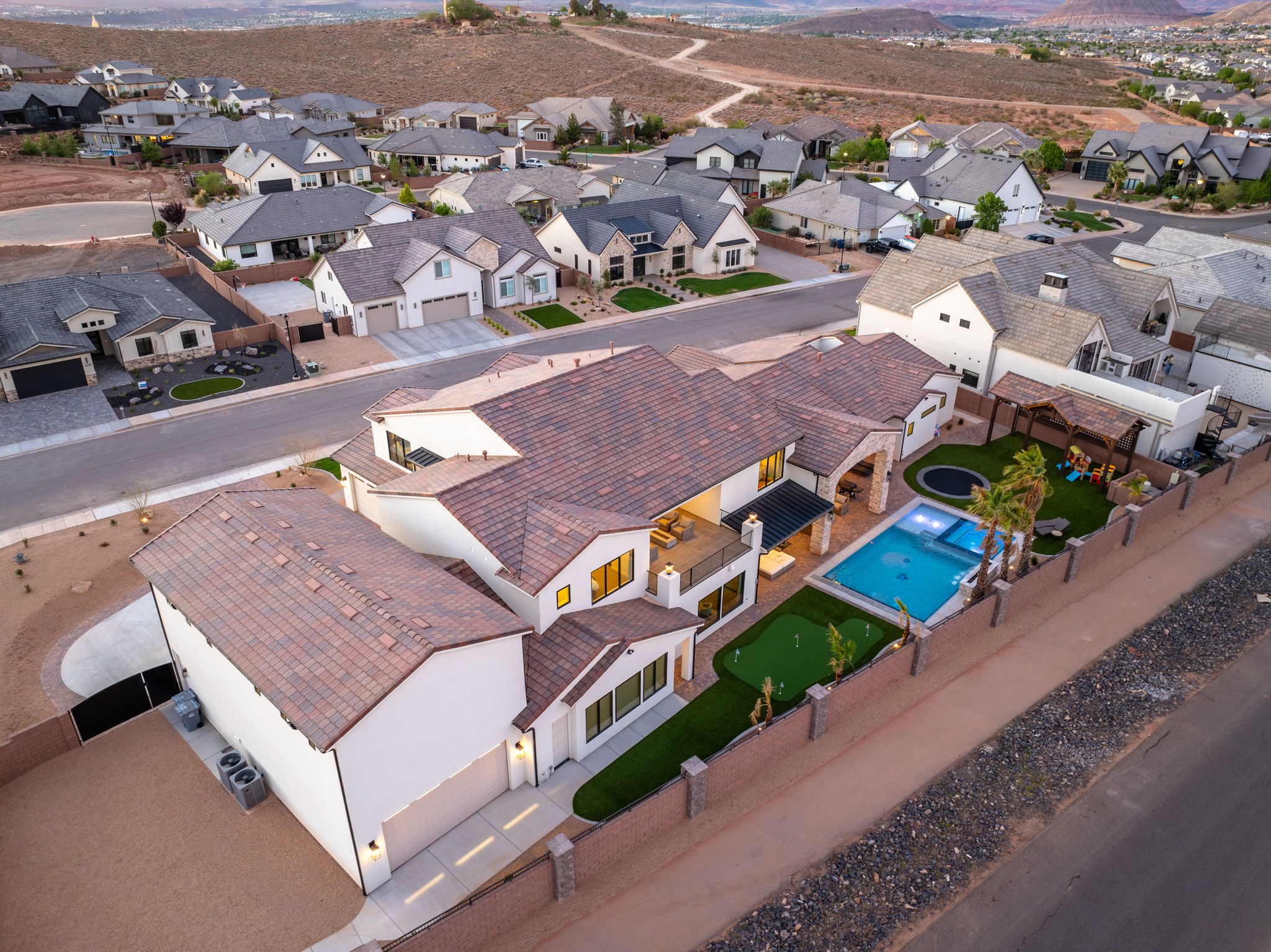 Aerial view of residential area