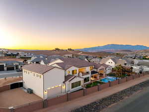 Aerial perspective of suburban area
