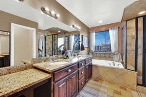 Full bathroom, jetted tub, dual sinks, separate vanity