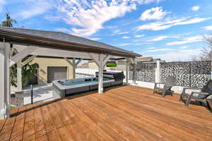 Backyard pavilion with swim spa