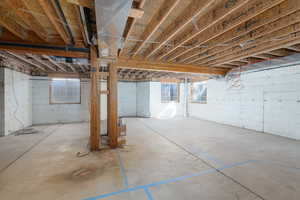 View of unfinished basement