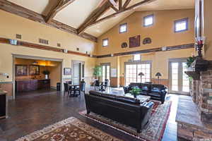 Gathering area includes kitchnette.