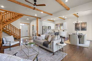 Spacious great room with updated lighting