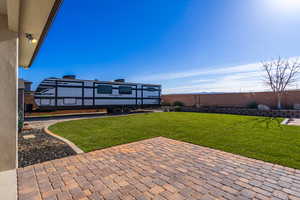 View of fenced backyard
