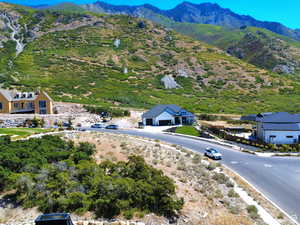 Aerial view of a mountainous background