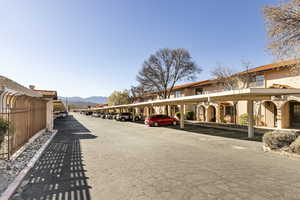 View of road with a mountain view and a residential view