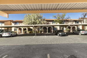 View of covered parking lot