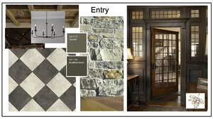 Inspiration Design Board for entry featuring vintage finishes