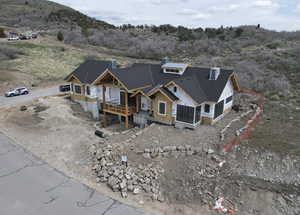 Aerial view of front left corner