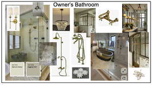 Inspiration Design Board for master bathroom featuring a wet room