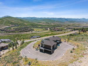 Aerial view of a mountain backdrop