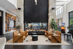 Lobby with a high ceiling