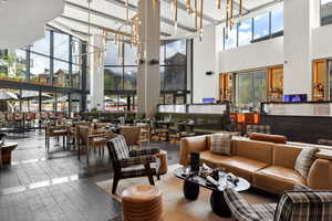 Lobby with a high ceiling