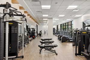 Gym featuring a drop ceiling
