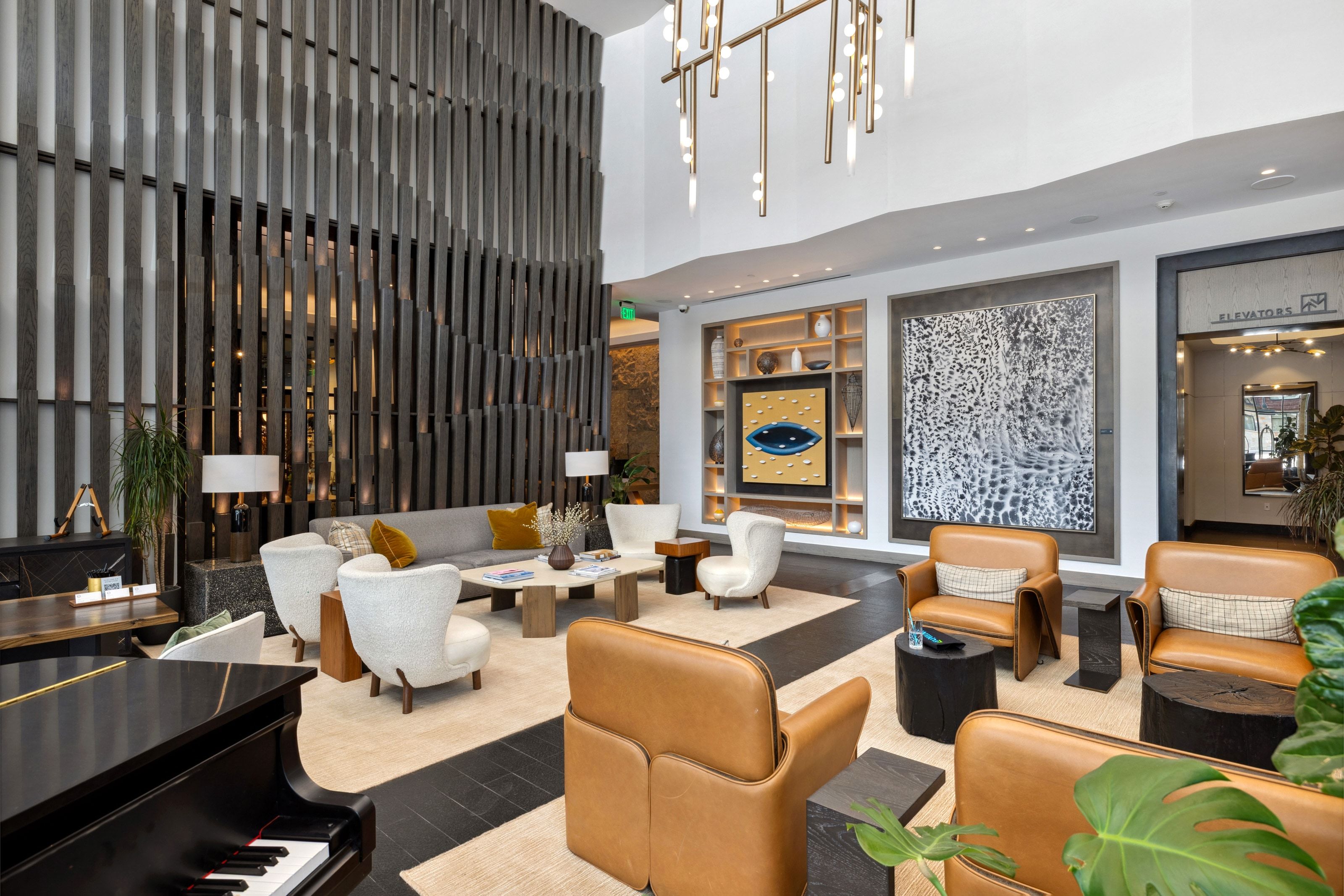 Community lobby with a high ceiling