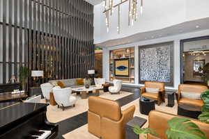 Community lobby with a high ceiling