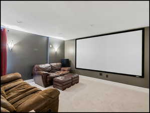 Large theatre room with stadium seating