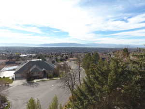 View of mountain background featuring nearby suburban area