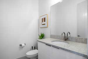 Half bath with vanity and toilet