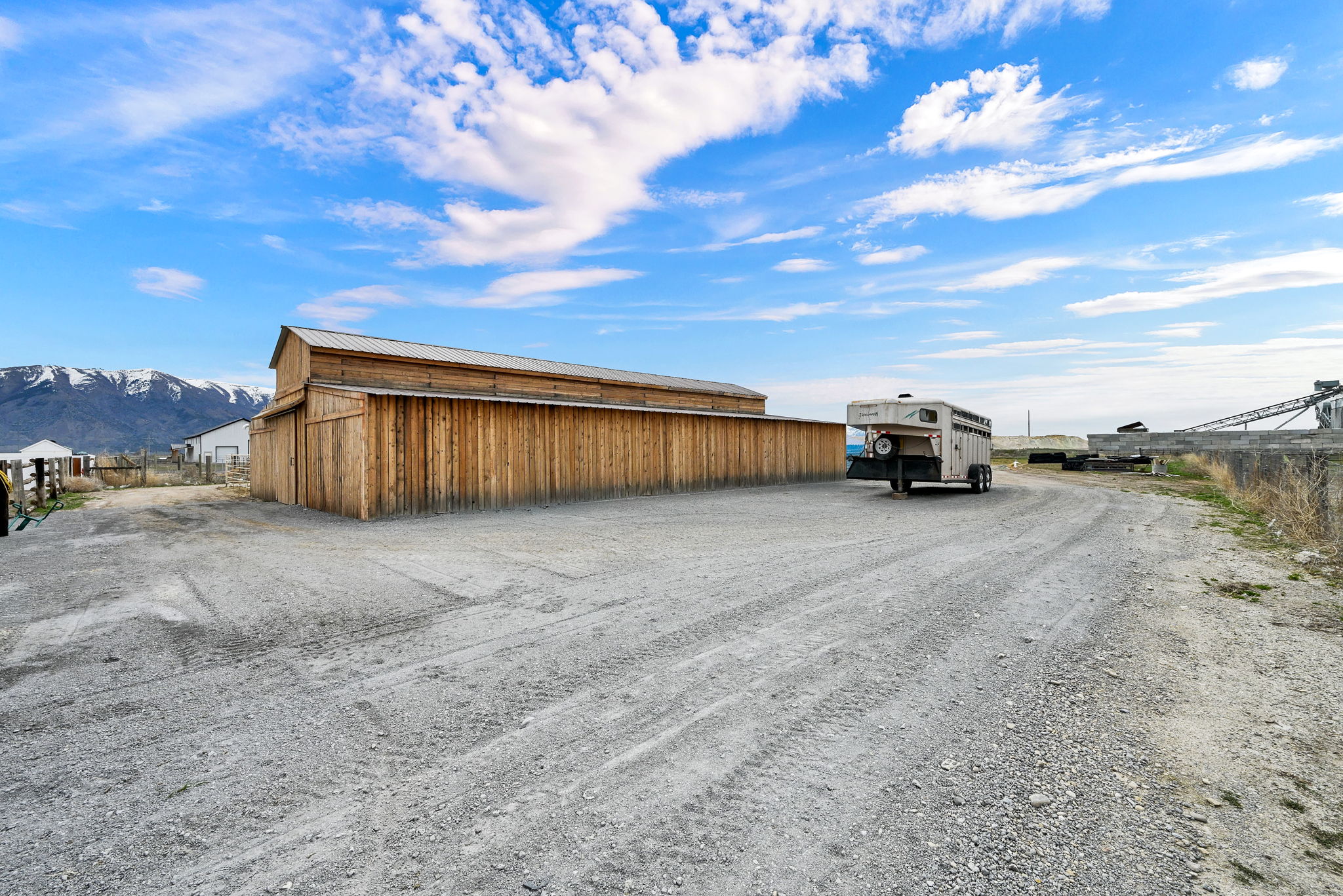 View of outbuilding with a mountain view