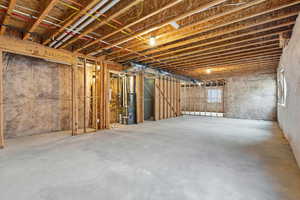 Unfinished below grade area with heating unit