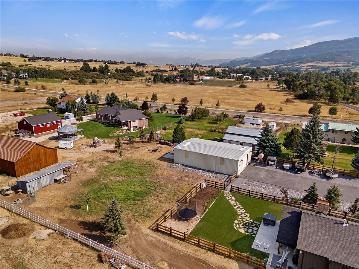 Aerial view of a mountainous background