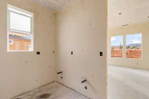 Laundry room featuring a mountain view